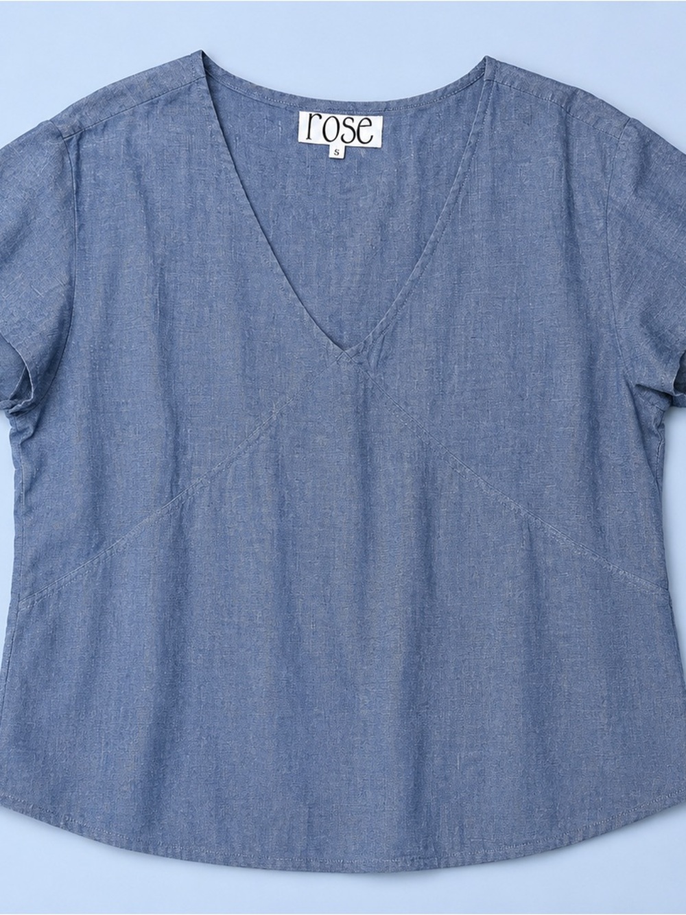 Linen Boxy Top, Chambray Color SizeXL